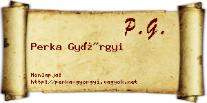 Perka Györgyi névjegykártya